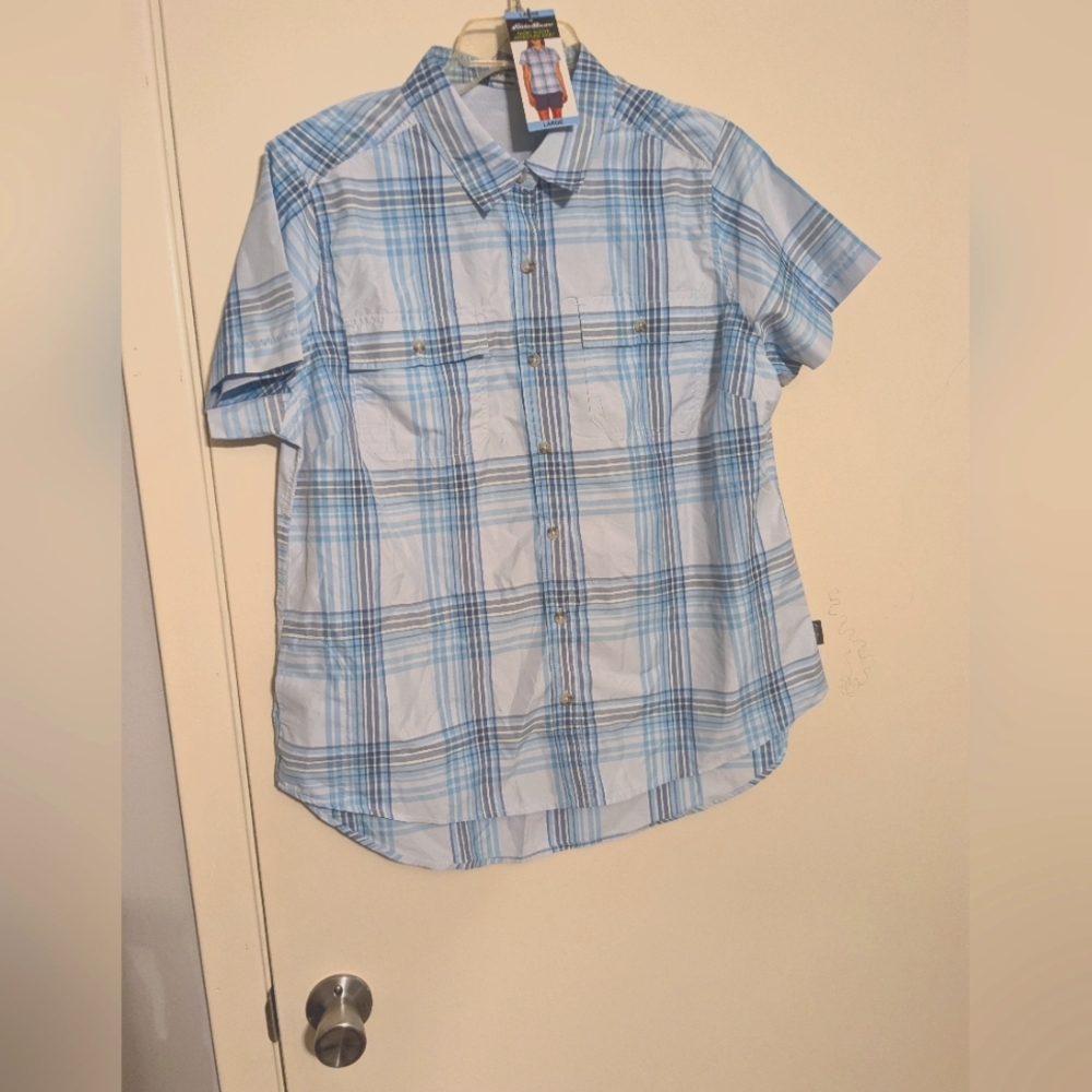 Eddie Bauer Women's Blue Plaid Shirt